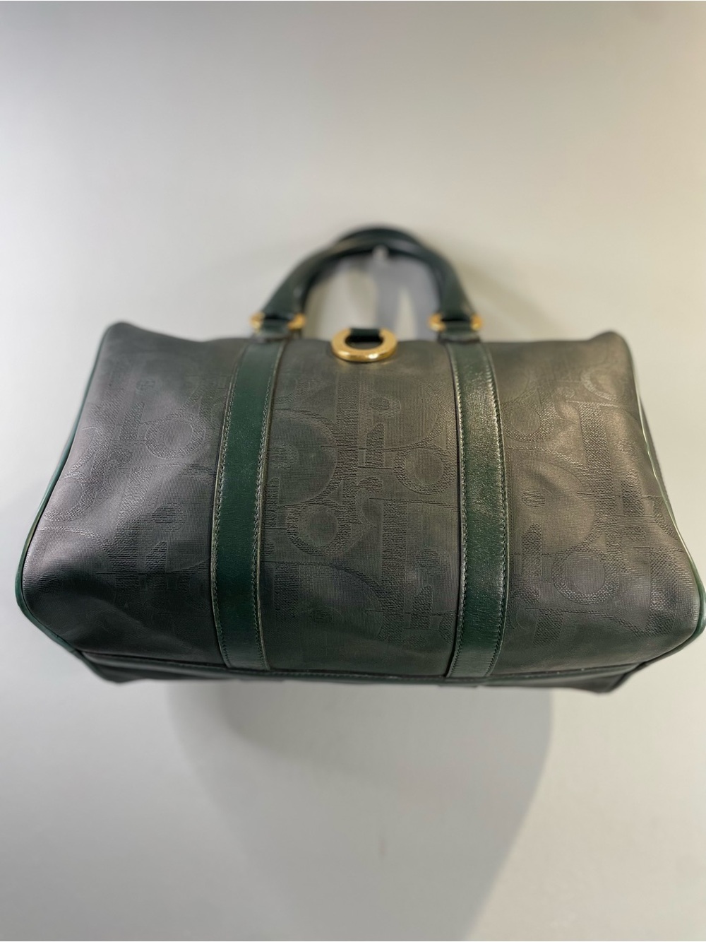 Vintage Christian Dior Hunter Green Oblique Trotter Boston Bag - Picture 6 of 11